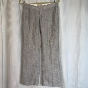 WOMENS BANANA REPUBLIC MARTIN FIT GRAY / WHITE STRIPED LINED LINEN PANTS SIZE 2